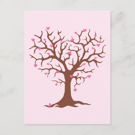 PINK BROWN HEART TREE SPRING LOVE CUTE GRAPHICS PO BRIEFKAART (Voorkant)
