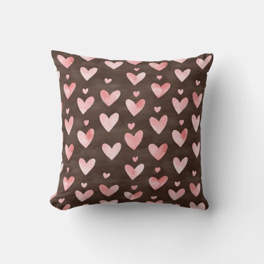 Pink Brown Hearts Kussen (Voorkant)