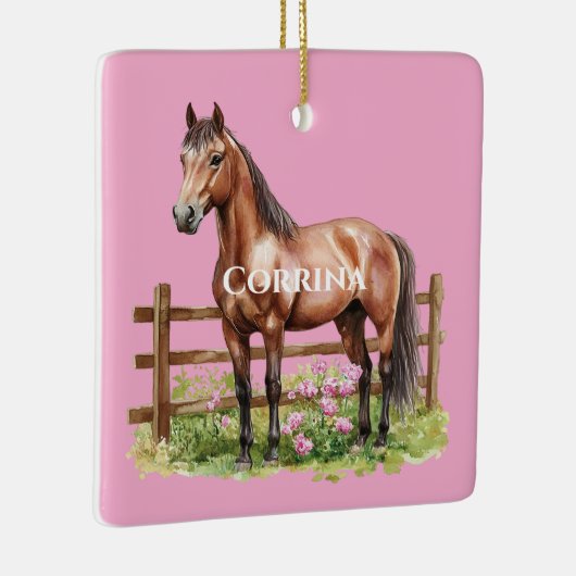 Pink Brown Horses Keramisch Ornament (Rechts)