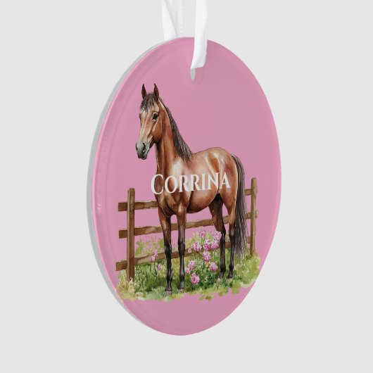 Pink Brown Horses Ornament (voorkant)