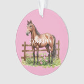 Pink Brown Horses Ornament (voorkant)