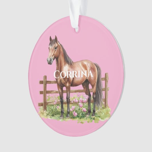 Pink Brown Horses Ornament (voorkant)