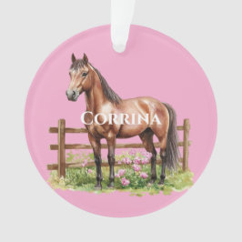Pink Brown Horses Ornament