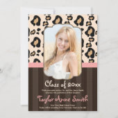 PINK BROWN LEOPARD AFSTUDEREN ANNOUNCEMENT INVITE KAART (Voorkant)