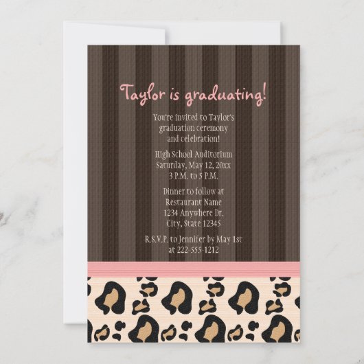 PINK BROWN LEOPARD AFSTUDEREN ANNOUNCEMENT INVITE KAART (Achterkant)