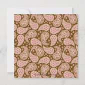 PINK & BROWN PAISLEY Baby Girl Baptisme Indeling Kaart (Achterkant)