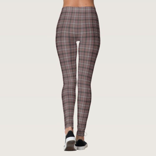 Pink Brown Plaid Classic Pattern Leggings (Achterkant)