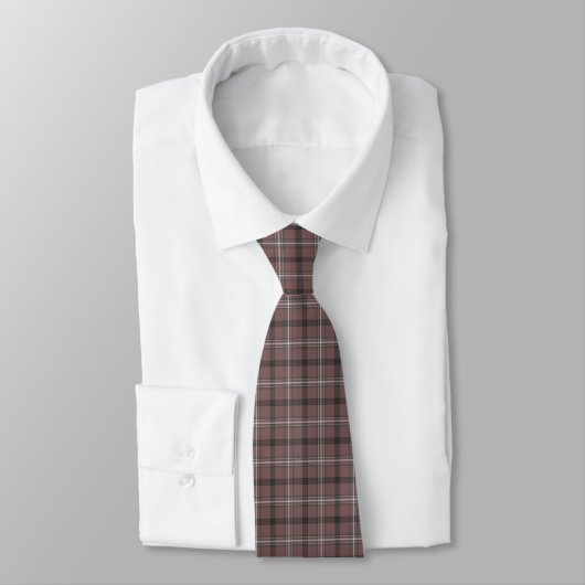 Pink Brown Plaid Classic Pattern Neck Tie Stropdas (Gebonden)