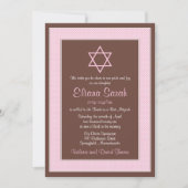 Pink Brown Polka Dot Bat Mitzvah Uitnodiging (Voorkant)
