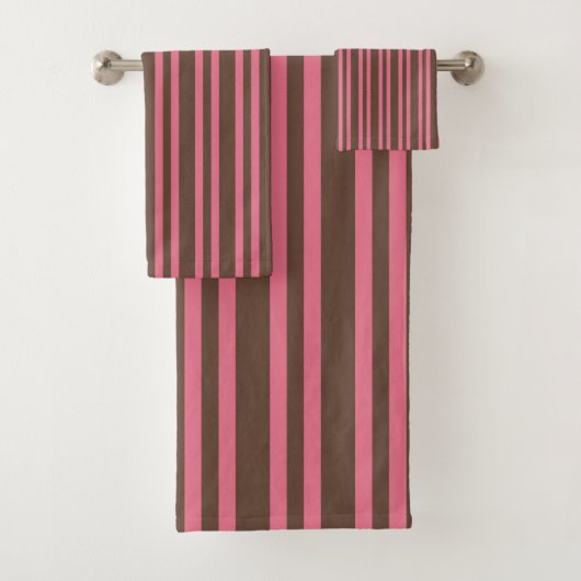 Pink Brown Stripes Seamless Pattern Bad Handdoek (Insitu)