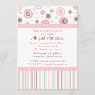 Pink Brown Sweet Girl Polka Dot Christening Kaart