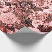 Pink Brown Tone  Floral Toile Cadeaupapier (Hoek)
