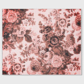 Pink Brown Tone  Floral Toile Cadeaupapier (Vlak)