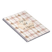 Pink Brown White Plaid Stripes Leaf Notitieboek (Rechterzijde)