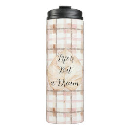 Pink Brown White Plaid Stripes Leaf Thermosbeker