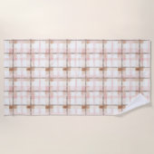 Pink Brown White Plaid Stripes Strandlaken (Voorkant)
