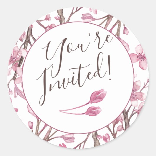 Pink + Brown You're Invited Envelope Seals Ronde Sticker (Voorkant)