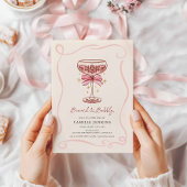 Pink Brunch and Bubbly Bridal Shower Invitation Kaart