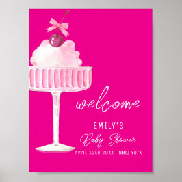Pink Brunch Cherry Champagne Baby shower Welkom Poster