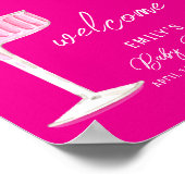 Pink Brunch Cherry Champagne Baby shower Welkom Poster (Hoek)