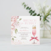 PINK Brunch en Bubbly Coquette Vrijgezellenfeest Kaart (Staand voorkant)