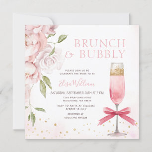 PINK Brunch en Bubbly Coquette Vrijgezellenfeest Kaart