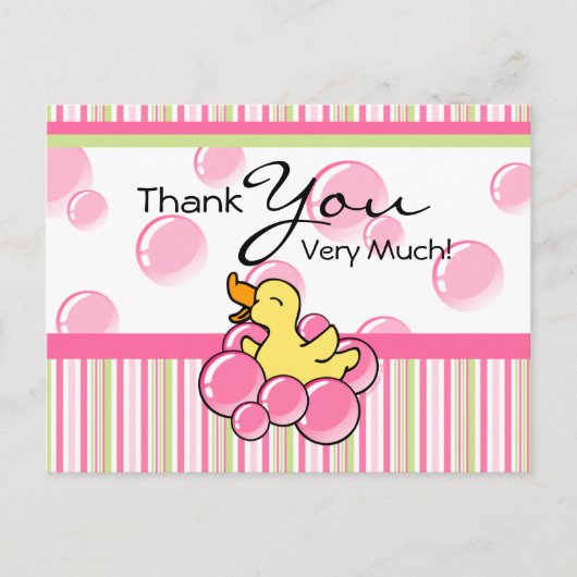 Pink Bubble Ducky Dankjewel Kaarten (Voorkant)