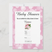 PINK BUBBLE FLORAL BABY SHOWER INVITATION KAART (Voorkant)