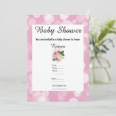 PINK BUBBLE FLORAL BABY SHOWER INVITATION KAART (Staand voorkant)