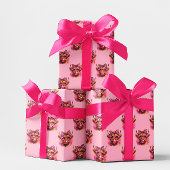 Pink Bubble Gum Highland Koe Cadeaupapier