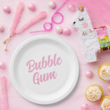 Pink Bubble Gum Simple Typography Birthday Party