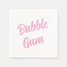 Pink Bubble Gum Simple Typography Birthday Party