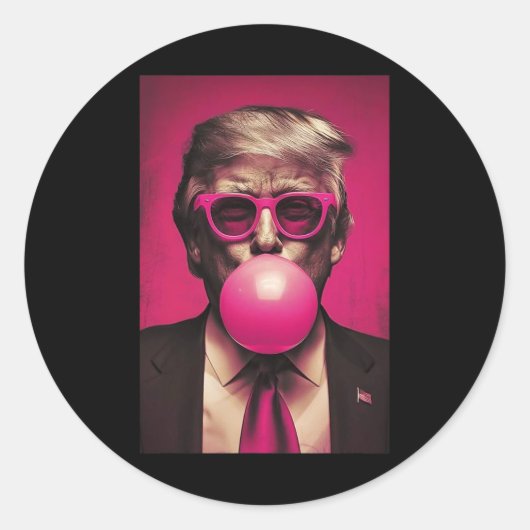Pink Bubblegum Graphic Ronde Sticker (Voorkant)