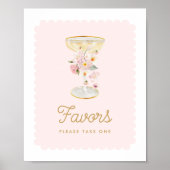 Pink Bubbly Vrijgezellenfeest Favors Poster (Voorkant)