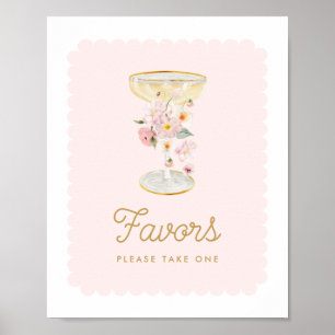 Pink Bubbly Vrijgezellenfeest Favors Poster