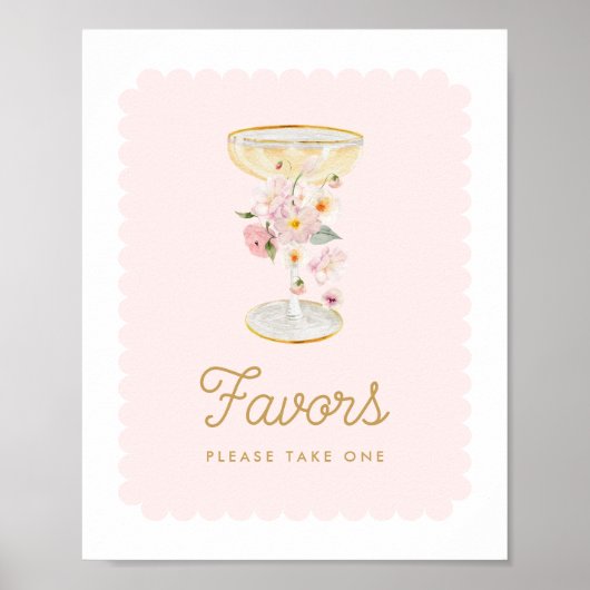 Pink Bubbly Vrijgezellenfeest Favors Poster (Voorkant)