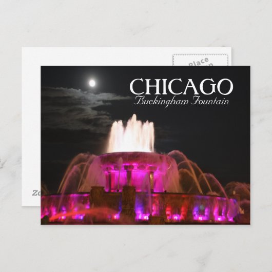Pink Buckingham Fountain Chicago Briefkaart (Voorkant / Achterkant)