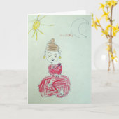 Pink Buddha Greeting Card Kaart (Gele Bloem)