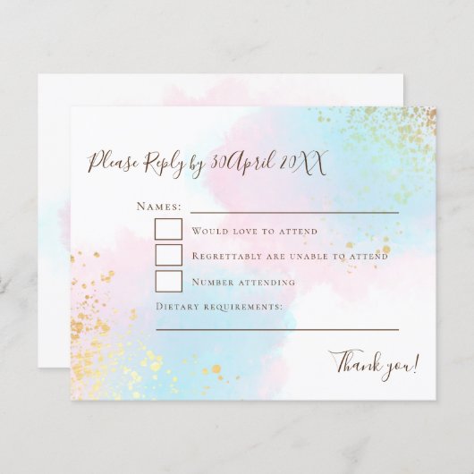 Pink budget Blauwgroen met Gold Confetti Wedding R (Voorkant / Achterkant)