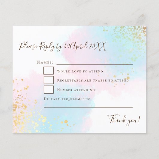 Pink budget Blauwgroen met Gold Confetti Wedding R (Voorkant)