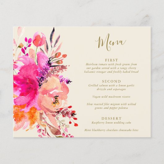 Pink budget Waterverf Floral Aangepast bruiloft Me (Voorkant)