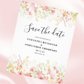 Pink budget Waterverf Floral sparen de datum Flyer