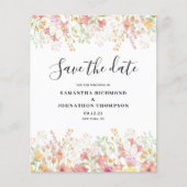 Pink budget Waterverf Floral sparen de datum Flyer (Voorkant)