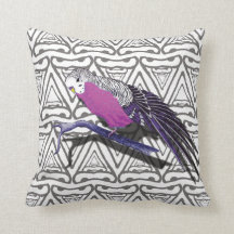 Pink Budgie Bird Cushion Triangle Patroon