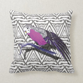 Pink Budgie Bird Cushion Triangle Patroon Kussen