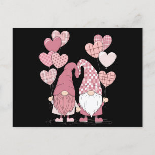 Pink Buffalo Plaid Heart Gnomes Valentijnsdag Briefkaart