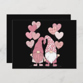 Pink Buffalo Plaid Heart Gnomes Valentijnsdag Briefkaart (Voorkant / Achterkant)