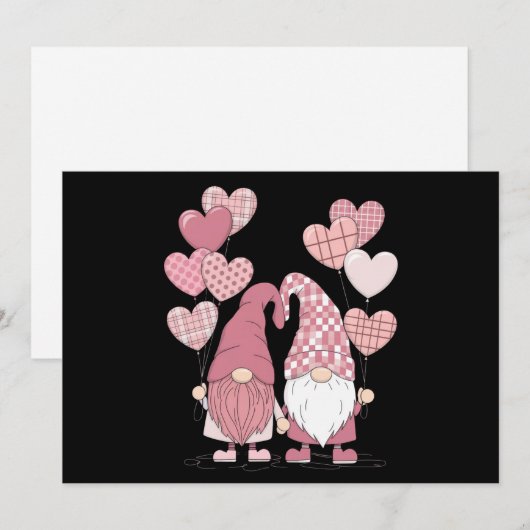 Pink Buffalo Plaid Heart Gnomes Valentijnsdag Feestdagenkaart (Voorkant / Achterkant)