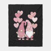 Pink Buffalo Plaid Heart Gnomes Valentijnsdag Fleece Deken (Voorkant)