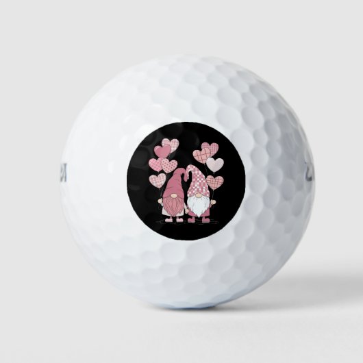 Pink Buffalo Plaid Heart Gnomes Valentijnsdag Golfballen (Voorkant)